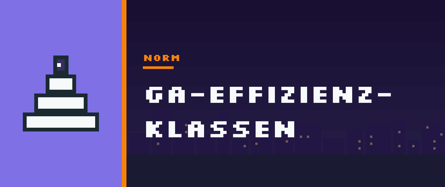 Vignette: GA-Effizienzklassen A–D nach DIN EN ISO 52120-1 erklärt