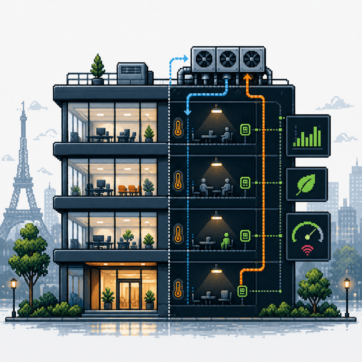Immeuble de bureaux a Paris et sa GTB